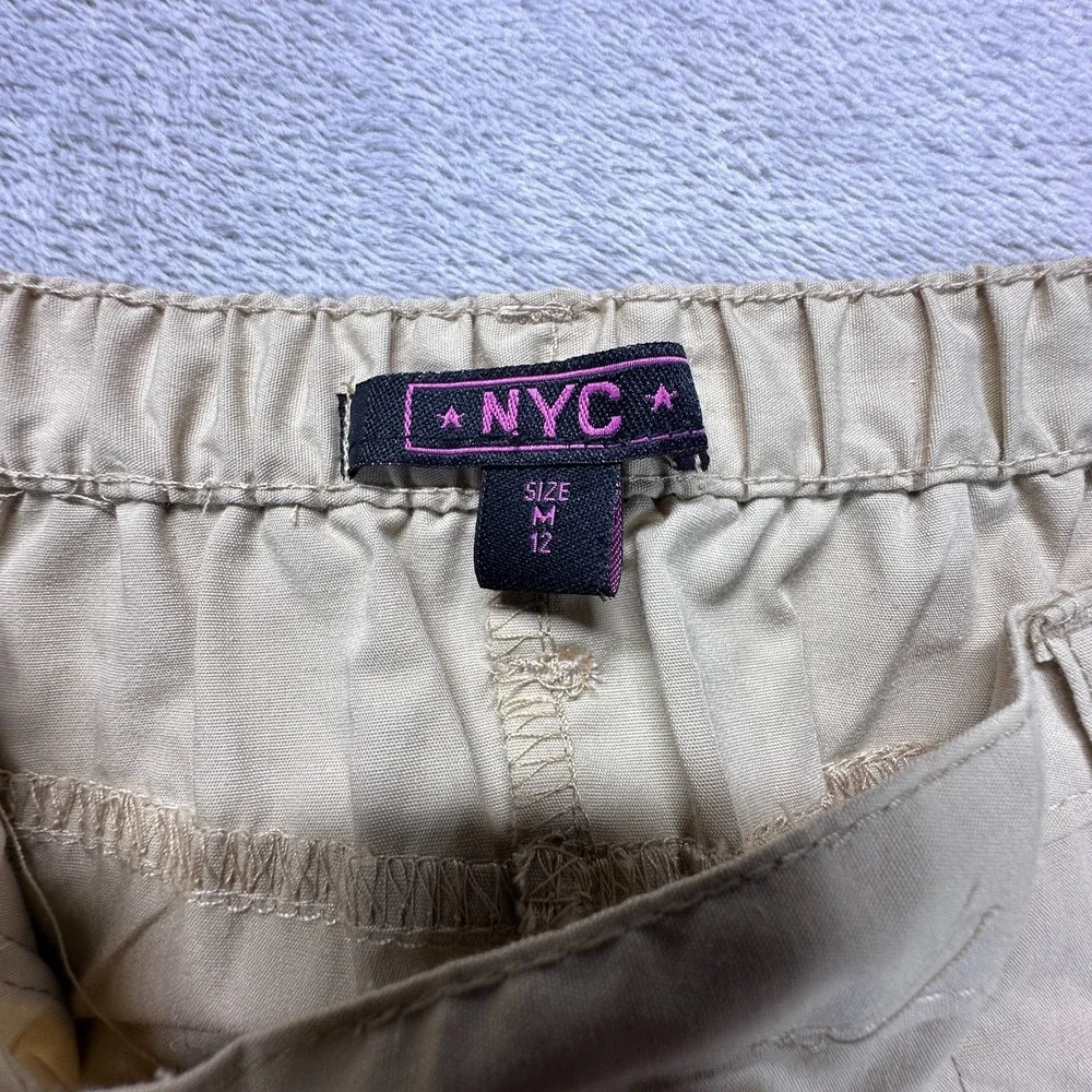 NYC Cargo Pants Girls Medium 12 Beige Cotton Utility Outdoor Travel High Rise